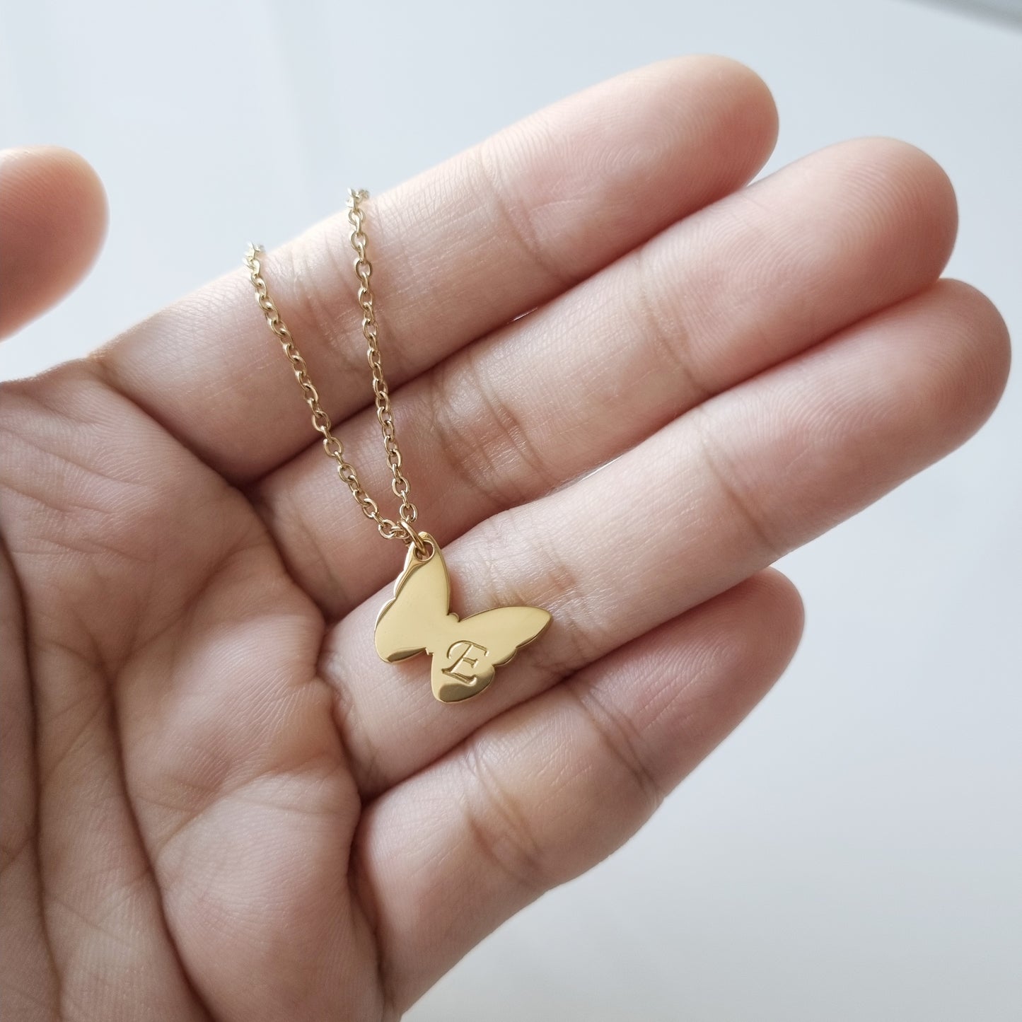 Butterfly Initial Necklace