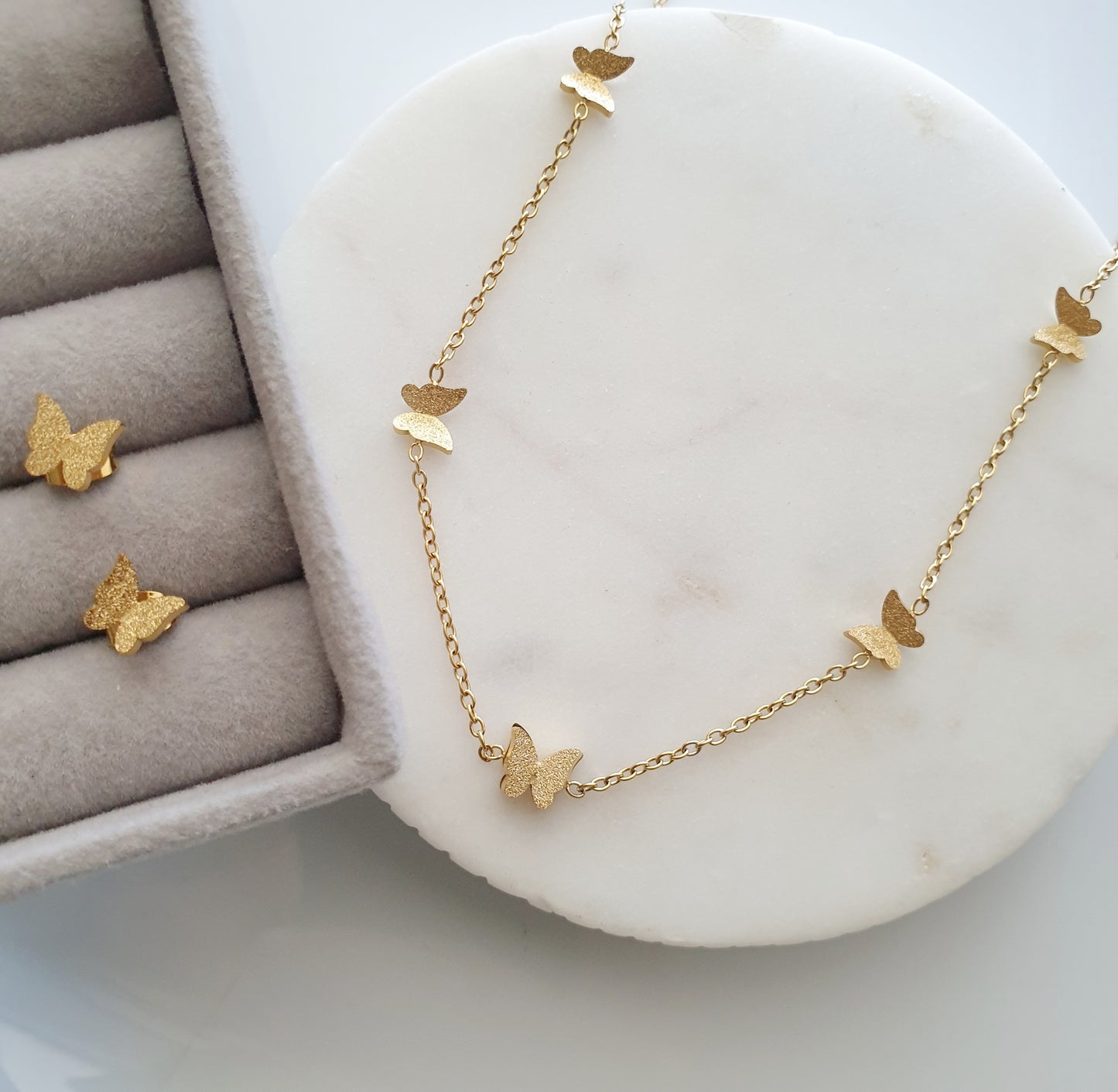 Butterfly Necklace and Earrings Jewelry Set