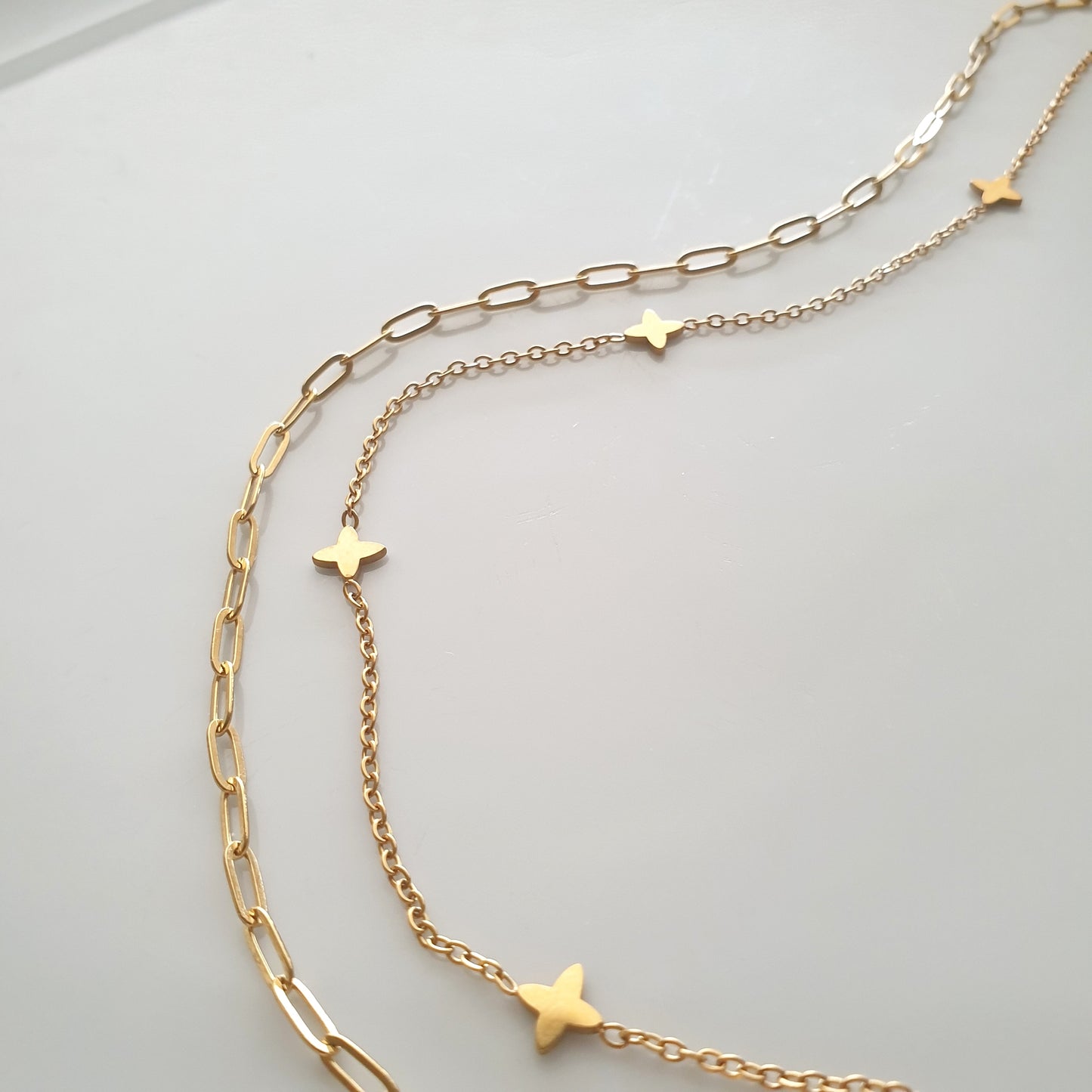 Four Leaf Star Double Chain Anklet