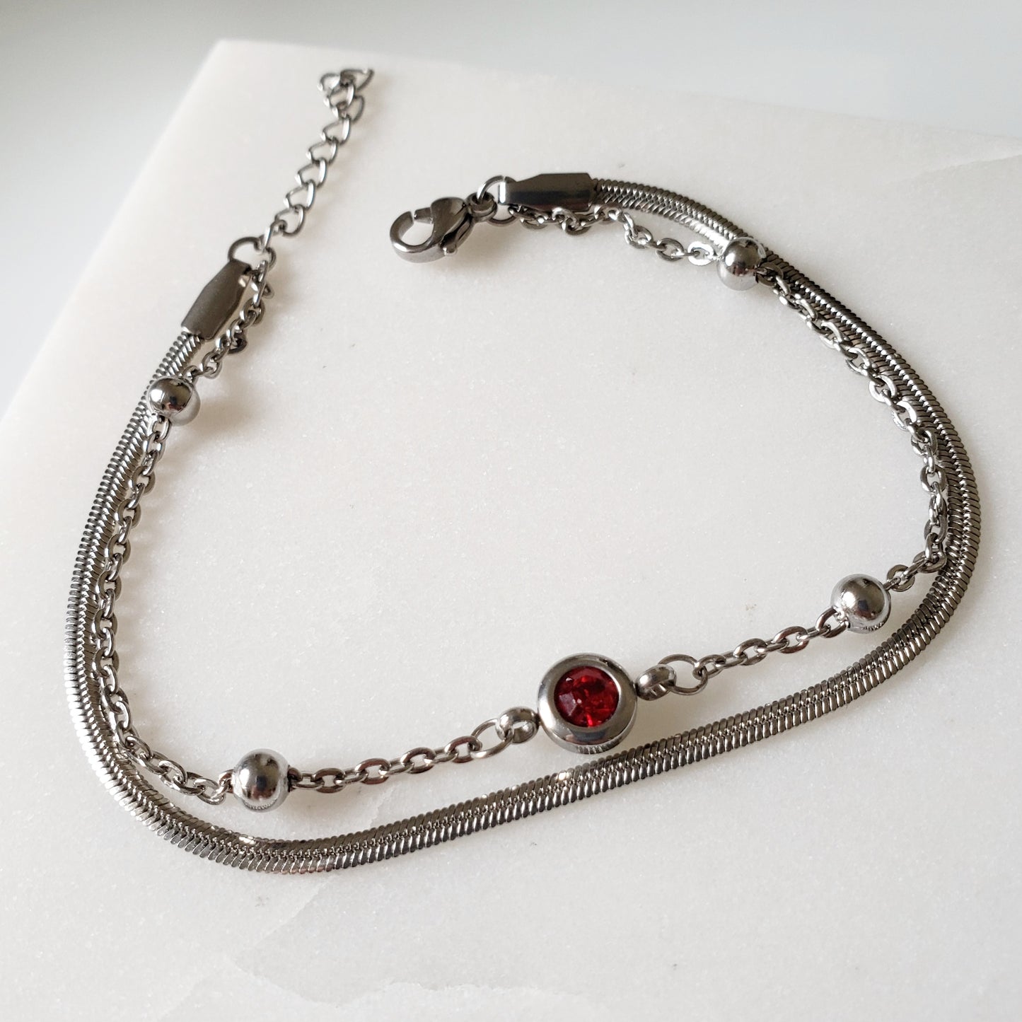 Birthstone Double Chain Anklet
