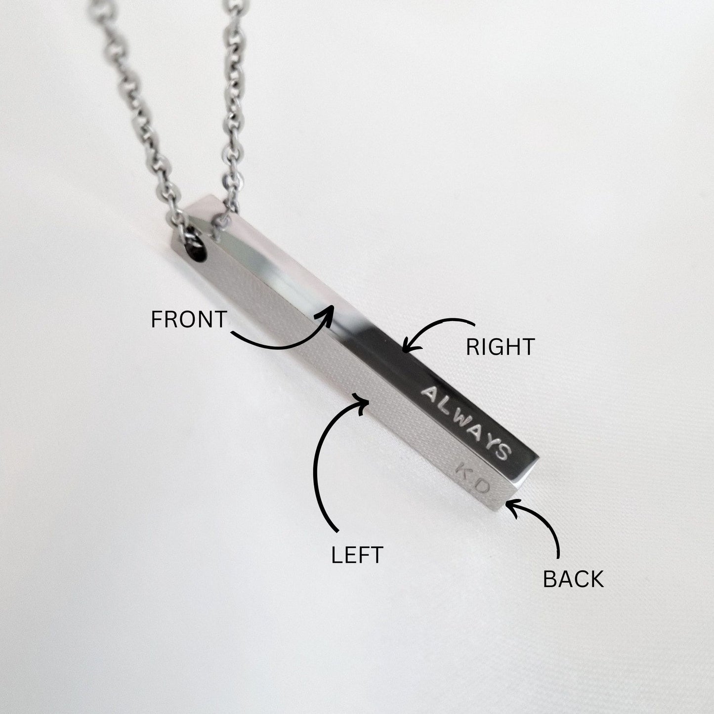 Cara Hand Stamped 3D Vertical Bar Necklace
