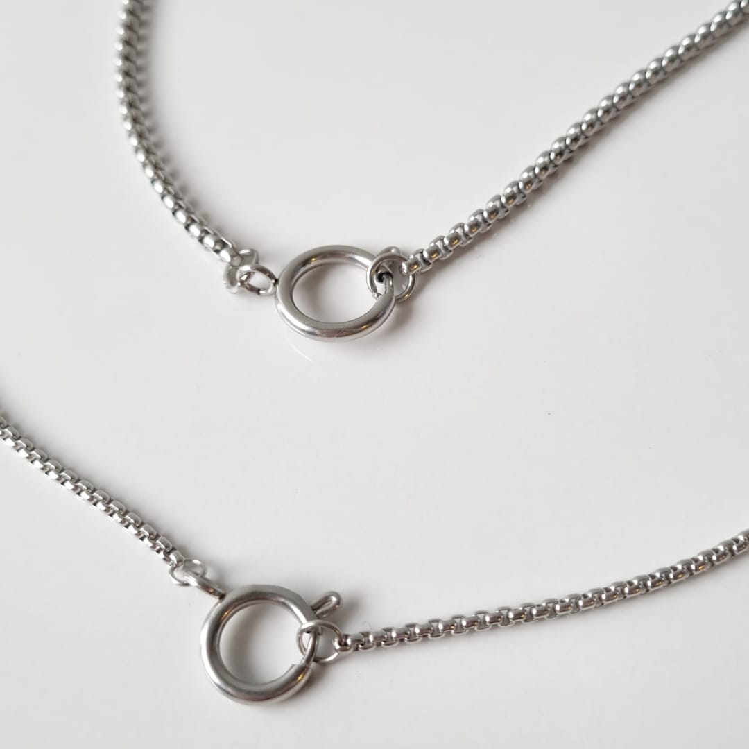 Front Clasp Charm Holder Necklace -Silver