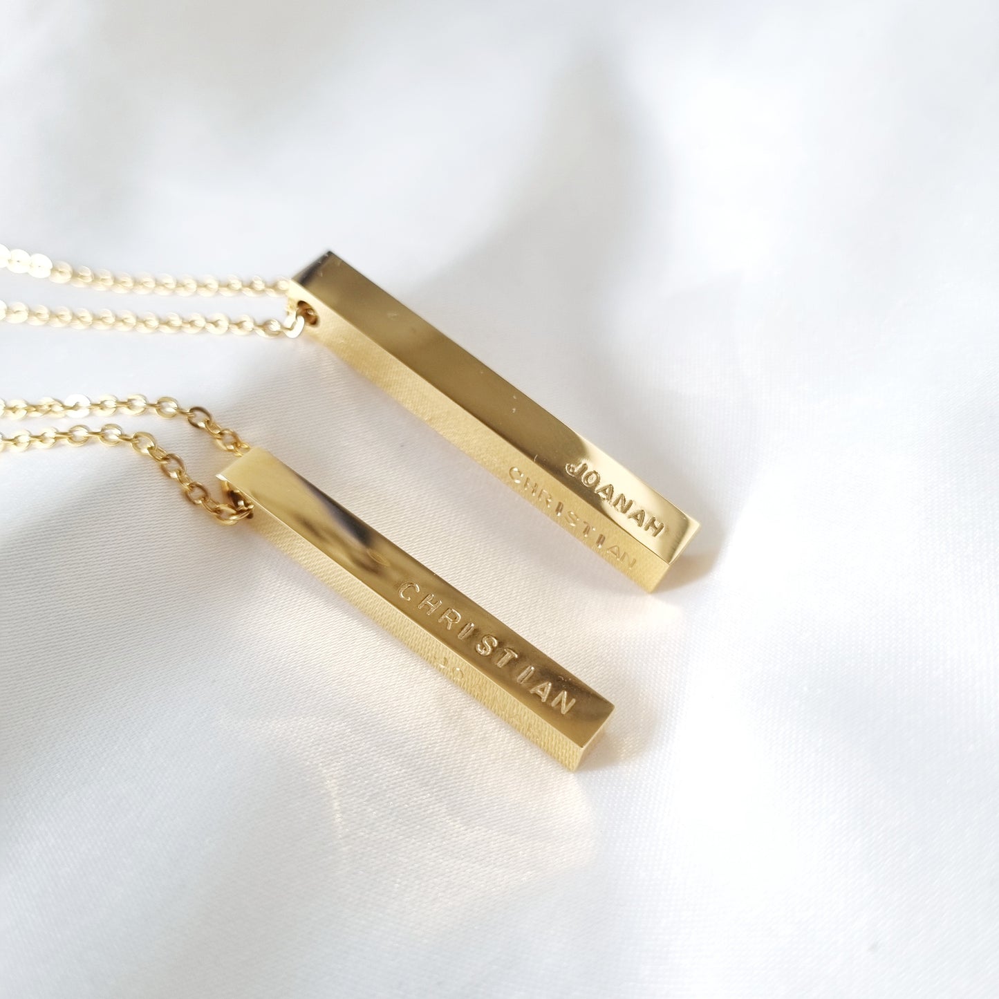 Cara Hand Stamped 3D Vertical Bar Necklace