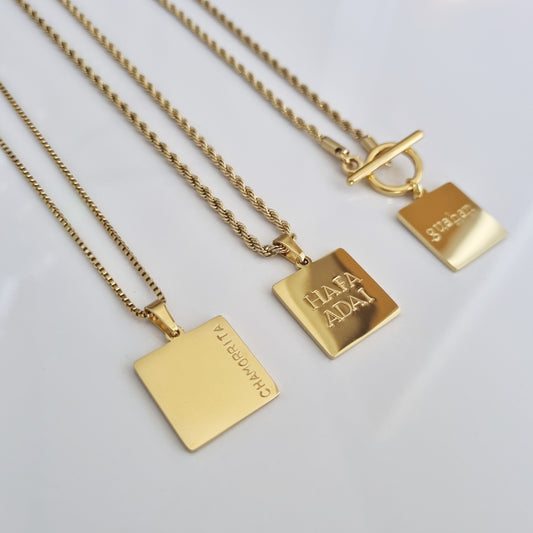 Island Inspired Square Pendant Necklace