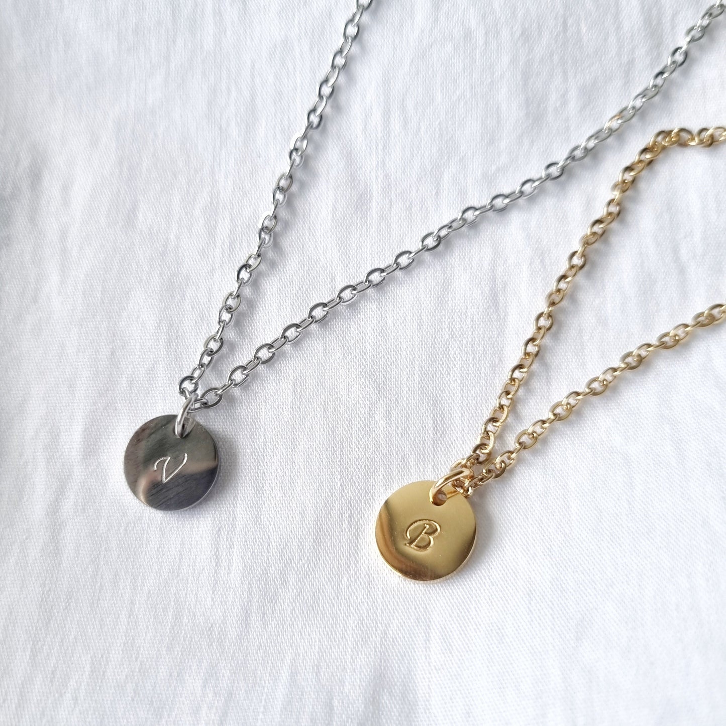 Julia Mini Disc Hand Stamped Pendant Necklace (10mm)