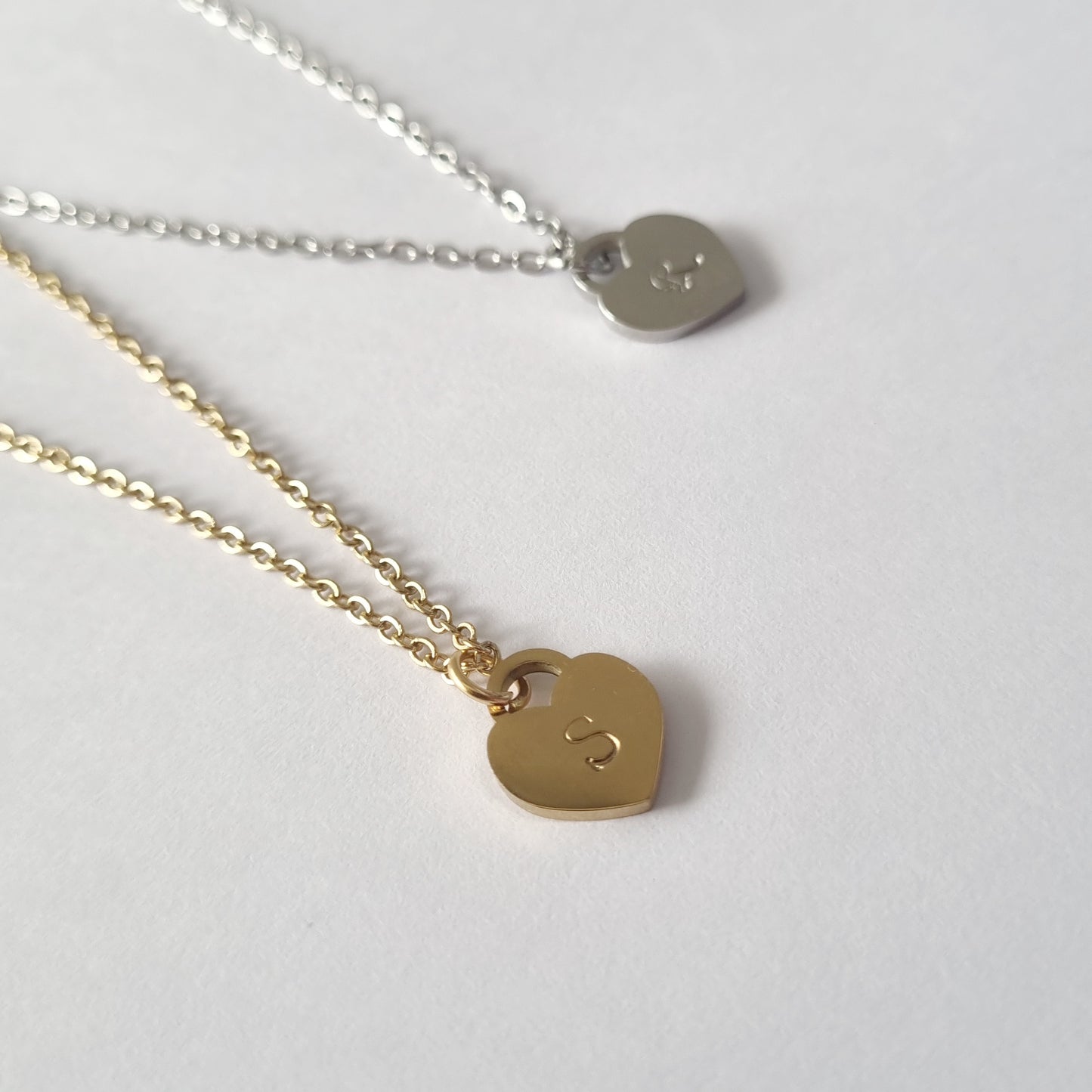 Lock Heart Hand Stamped Pendant Necklace