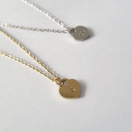 Lock Heart Hand Stamped Pendant Necklace