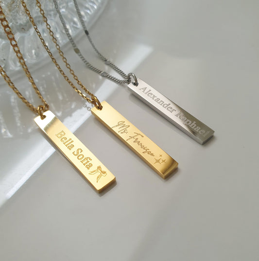Ella Vertical Bar Engravable Necklace