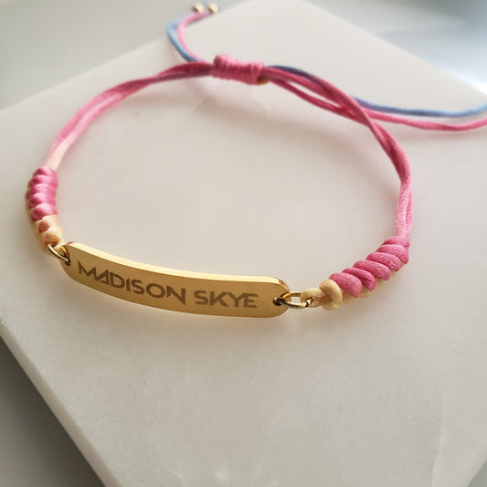 Engravable Cord Bar Bracelets