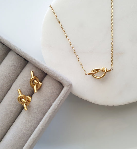 Knot Necklace and Earrings Jewelry Set