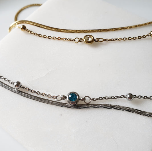 Birthstone Double Chain Anklet