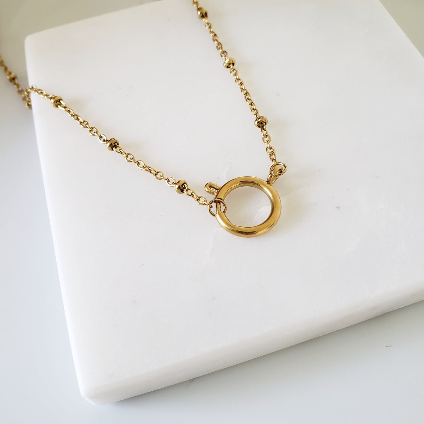 Front Clasp Charm Holder Necklace -Gold