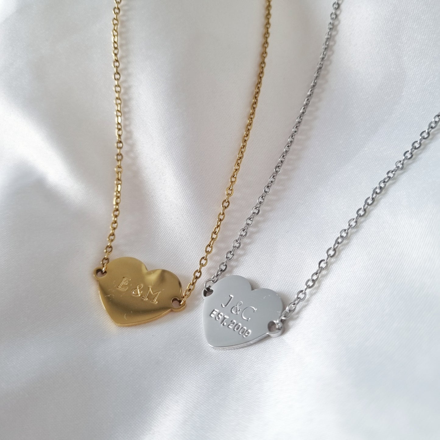 Leah Hand Stamped Heart Necklace