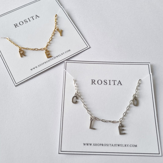 Tiny Paperclip Dangle Name Necklaces